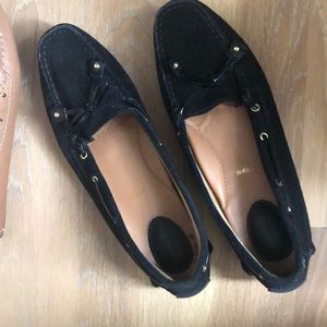 Clarks Black suede loafers